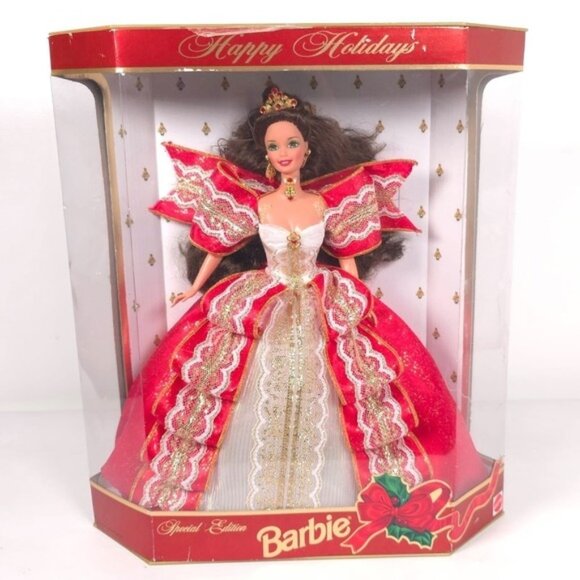 1997 Barbie Happy Holidays Doll Special Edition 10th Anniversary‎ Hallmark 17832 - Picture 1 of 11